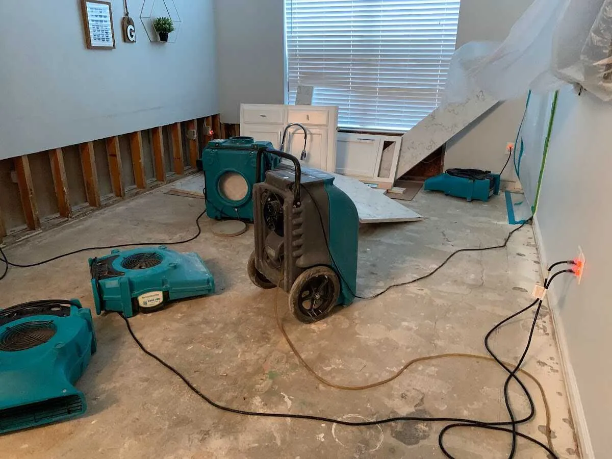 Dehumidifier in flood-cut room for Water Damage Restoration in Piedmont